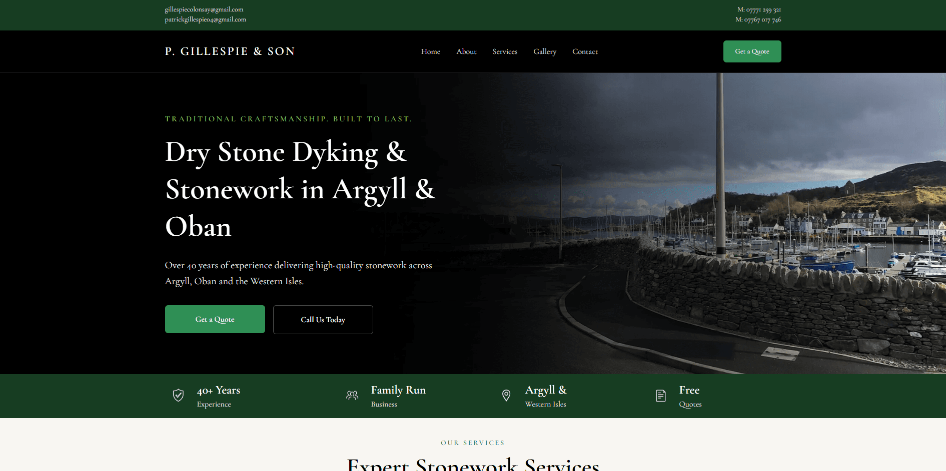 P. Gillespie & Son Stonework website